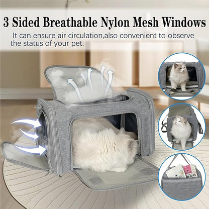 Dog Cat Carrier Pet Carriers for Small Medium Large Cats Dogs Carrier Soft Sided Small Puppy Dog Carrier Portable Foldable Airline Approved Dog Cat Travel Carrier Grey Large