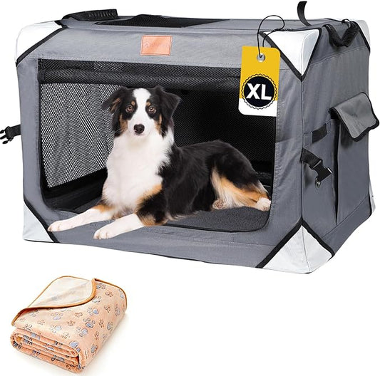Collapsible Extra Large Dog Crate, Portable Dog Crates for Extra Large Dogs, Foldable Xlarge Dog Travel Crate Soft Sided, 42 x 31 Inch Soft Large Dog Cage Kennel Indoor Outdoor, Ventilated
