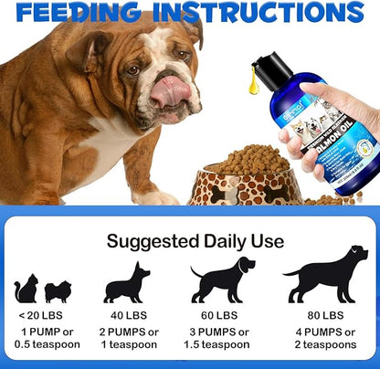 Alaskan Salmon Oil for Dogs & Cats (8.8 oz) - Pure Omega 3 Fish Oil with Omega 6 Fatty Acids, EPA & DHA - Anti-inflammation for Dogs Skin and Coat - Natural Pet Joint, Immune, Brian & Heart Supplement