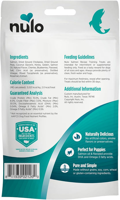 Nulo Puppy & Adult Freestyle Trainers Dog Treats: Healthy Gluten Free Low Calorie Grain Free Dog Training Rewards - Salmon Recipe - 4 Oz Bag