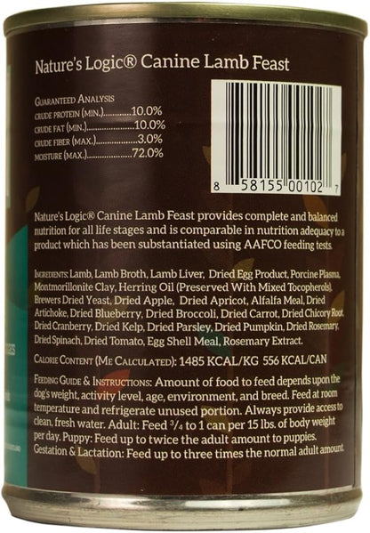 Natures Logic NL00102 Grain-Free Lamb Feast Wet Dog Food, One Size