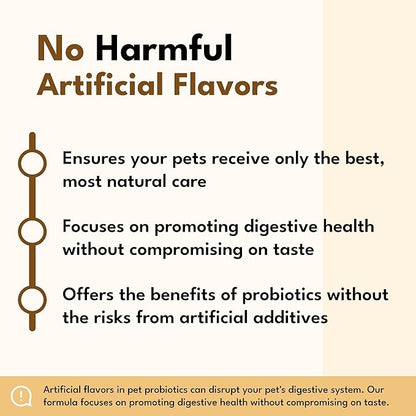 Prebiotics & Probiotics for Dogs & Cats Digestive Health Probiotics Supplement for Pets Skin & Coat, Stress, Allergies, Immune and Nutrient Absorption - Astaxanthin Rich Blend - 100 Servings