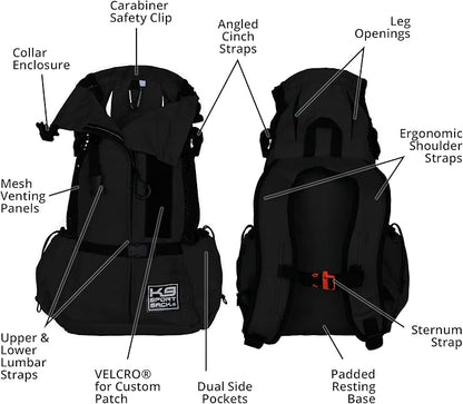 K9 Sport Sack | Dog Carrier Adjustable Backpack (X-Small, Air 2 - Jet Black)