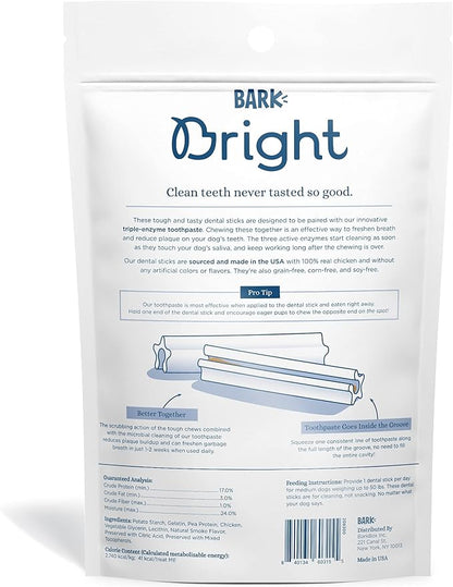 Bark Bright Dental Sticks for Medium Dogs Chews, 15.87 oz, Count of 30