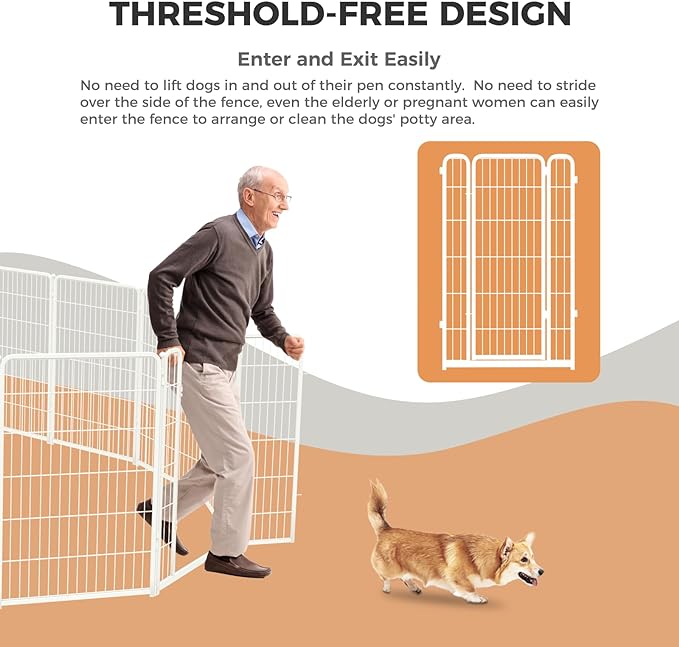 FXW Homeplus Dog Playpen Designed for Indoor Use, 45" Height for Large Dogs, White│Patented