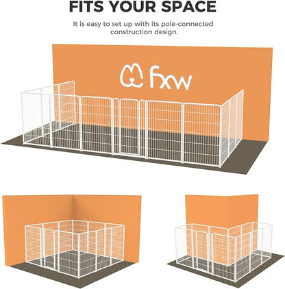 FXW Homeplus Dog Playpen Designed for Indoor Use, 45" Height for Large Dogs, White│Patented