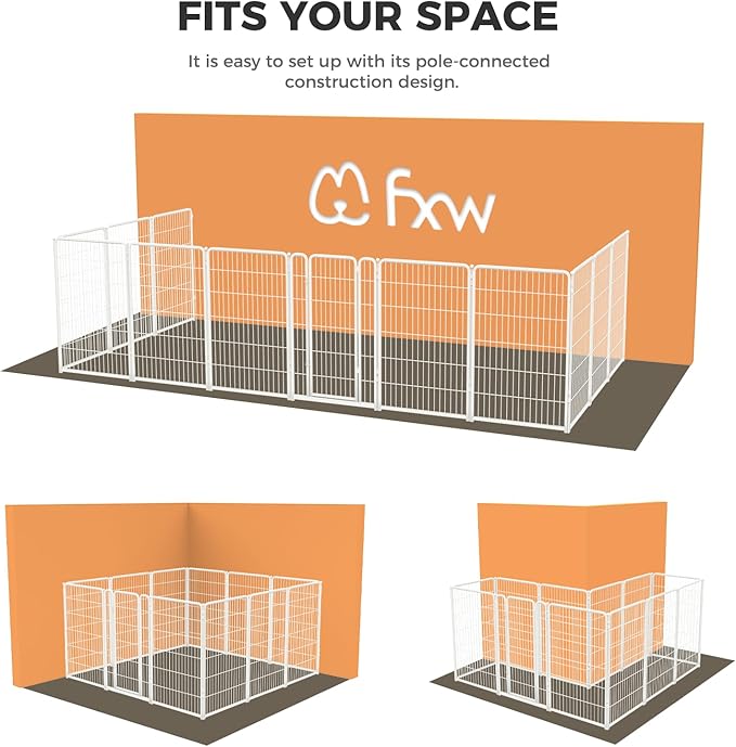 FXW Homeplus Dog Playpen Designed for Indoor Use, 45" Height for Large Dogs, White│Patented