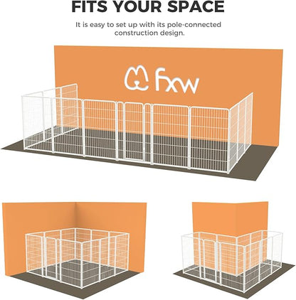 FXW Homeplus Dog Playpen Designed for Indoor Use, 45" Height for Large Dogs, White│Patented
