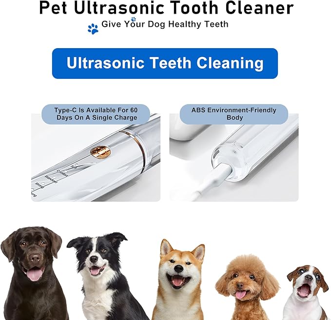 5 Modes Plaque Remover for Teeth,Dog Teeth Cleaning Kit,Dog Teeth Cleaning, Dental Tools to Remove Tartar and Stains, Safe for Dogs & Cats, with Led Light & 5 Adjustable Modes (White)