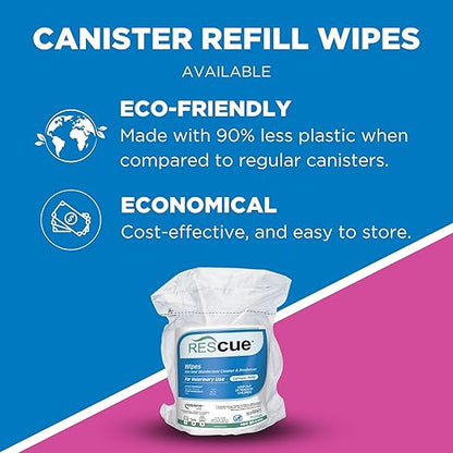 REScue One-Step Disinfectant Cleaner & Deodorizer Wipes for Vet Use – Cleaner for Kennels, Litter Boxes & More – 160-Wipes, 1 Canister (Pack of 12)