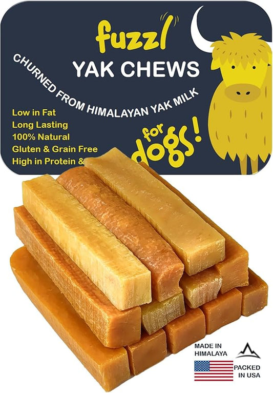 Premium Yak Cheese Himalayan Dog Chews - 12 Bars 2lb Medium Natural Dog Treats Milkbone Yak Chews No Hide Dog Food Long Lasting Dog Dental Sticks Milk Chews Cheese Stick