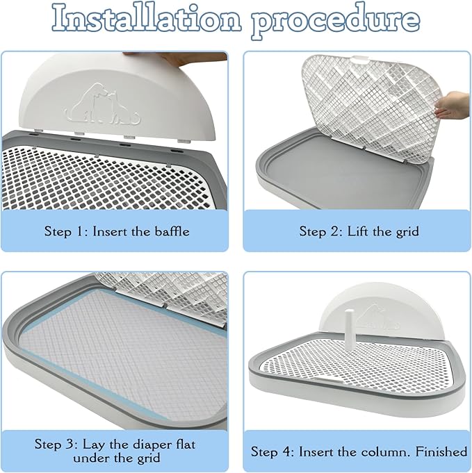 Hamiledyi Dog Toilet Dog Potty Pet Indoor Potty Indoor Potty Training Tray Simulated Wall Dog Toilet Portable Indoor Removable Dog Toilet with Removable Grille for Small Dogs puddy(Off-white)