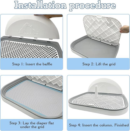 Hamiledyi Dog Toilet Dog Potty Pet Indoor Potty Indoor Potty Training Tray Simulated Wall Dog Toilet Portable Indoor Removable Dog Toilet with Removable Grille for Small Dogs puddy(Off-white)