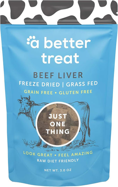 A Better Treat – Freeze Dried Beef Dog Treats, Grass Fed, Beef Liver Single Ingredient | Natural, Healthy, High Value | Gluten Free, Grain Free, High Protein, Diabetic Friendly | Made in The USA