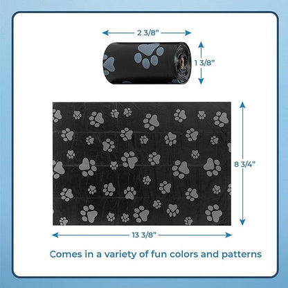 Best Pet Supplies Dog Poop Bags (150 Bags) for Waste Refuse Cleanup, Doggy Roll Replacements for Outdoor Puppy Walking and Travel, Leak Proof and Tear Resistant, Thick Plastic - Black