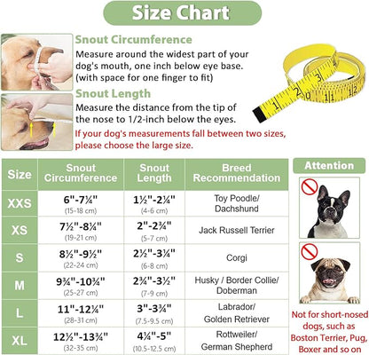 Mayerzon Dog Muzzle, Soft Mesh Muzzle for Small Medium Large Dogs, Adjustable Puppy Muzzles for Scavenging Biting Licking and Chewing, Allows Panting and Drinking
