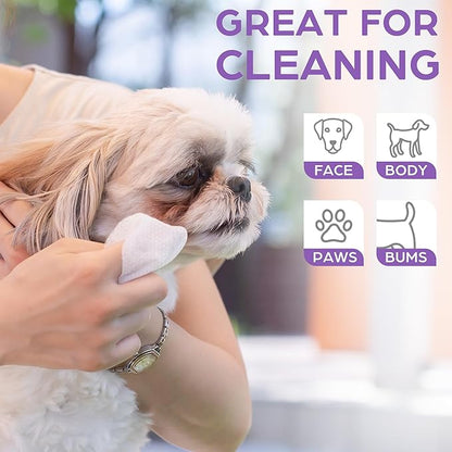 PrimePets Dog Wipes, 400 Count, Pet Grooming Wipes for Dogs Cats Cleaning Deodorizing, Lavender Scented, Extra Thick Dog Paw Wipes for Sensitive Skin, Clean Paws, Butt and Body