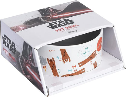STAR WARS Chewbacca "Chew on This" Dog Food Bowl, 6 Inch | Dog Feeding Bowl Holds up to 3.5 Water, Dry Food, or Wet Food | Dishwasher Safe on Top Rack Dog Bowl,White,1 Count (Pack of 1),FF13172
