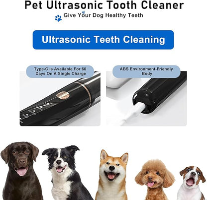 5 Modes Plaque Remover for Teeth,Dog Teeth Cleaning Kit,Dog Teeth Cleaning, Dental Tools to Remove Tartar and Stains, Safe for Dogs & Cats, with Led Light & 5 Adjustable Modes (Black)