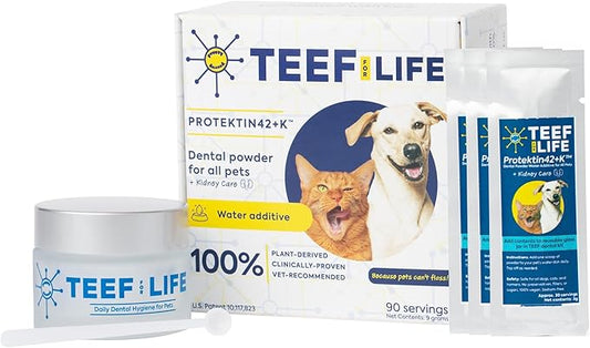 Protektin42+K Plant-Derived Daily Dental Care for All Pets (Sodium-Free), Dental Water Additive, Naturally Fights Plaque and Tartar, Dental Kit with 90 Servings for Life