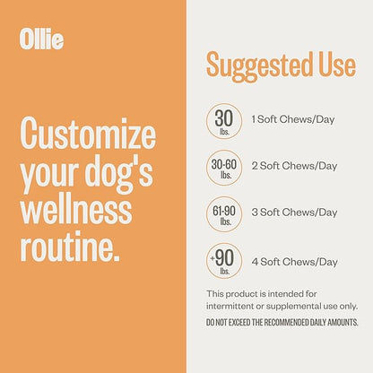 Ollie Dog Skin & Coat Supplement - Soothes Irritated Skin - Promotes Healthy & Shiny Fur & Coat - 60 Count Appx.