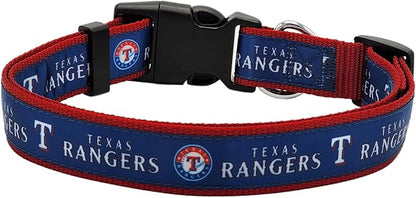 MLB Texas Rangers Licensed PET COLLAR- Heavy-Duty, Strong, and Durable Dog Collar. Available in 29 Baseball Teams and 4 Sizes