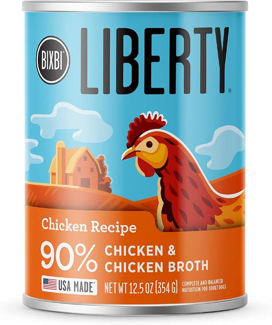 BIXBI Liberty Grain-Free Canned Wet Dog Food, Chicken Recipe, 12.5 oz. Cans (Pack of 12)