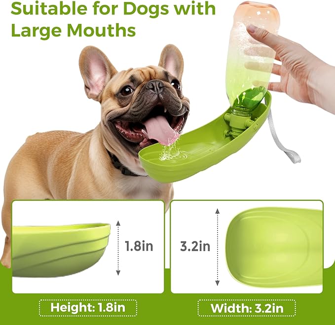 19oz Dog Water Bottle, Collapsible Dog Travel Water Bottle, Portable Dog Water Dispenser with Foldable Drinking Cup Bowl for Walking, Hiking, Lightweight, Leak-Proof, BPA Free, Green
