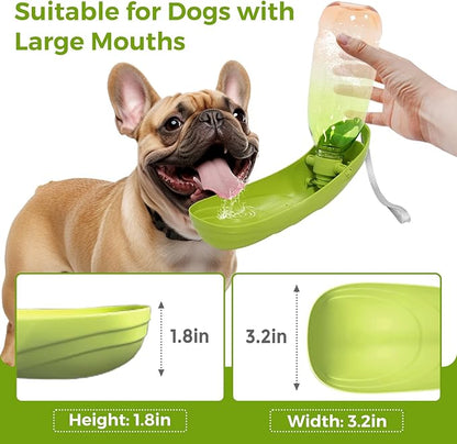 19oz Dog Water Bottle, Collapsible Dog Travel Water Bottle, Portable Dog Water Dispenser with Foldable Drinking Cup Bowl for Walking, Hiking, Lightweight, Leak-Proof, BPA Free, Green