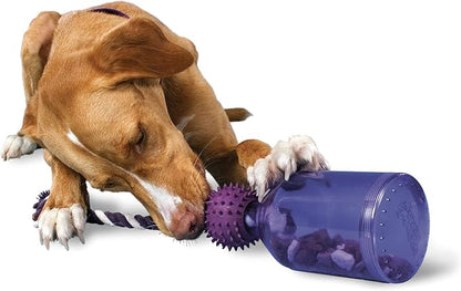 PetSafe Busy Buddy Tug-A-Jug - Treat-Dispensing Dog Toy - Slow Down Eating - 2 Cup Capacity - Lower Separation Anxiety - Cleans Teeth - Easy to Wash - Multi-Sensory Stimulation - Purple, M/L
