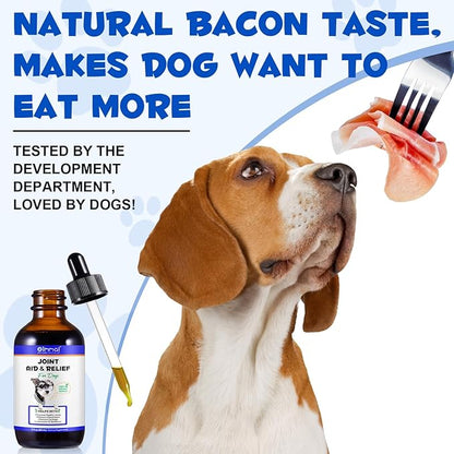 Hip & Joint Glucosamine Drops for Dogs, Supports Joint Health, Dog Joint Pain Relief Treats - Enhances Mobility Support, Joint Supplement for Dogs, Bacon Flavor - 60ml / 2 fl.oz