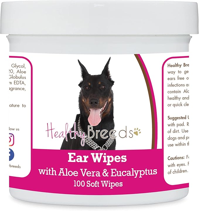 Healthy Breeds Beauceron Ear Cleaning Wipes with Aloe & Eucalyptus for Dogs 100 Count
