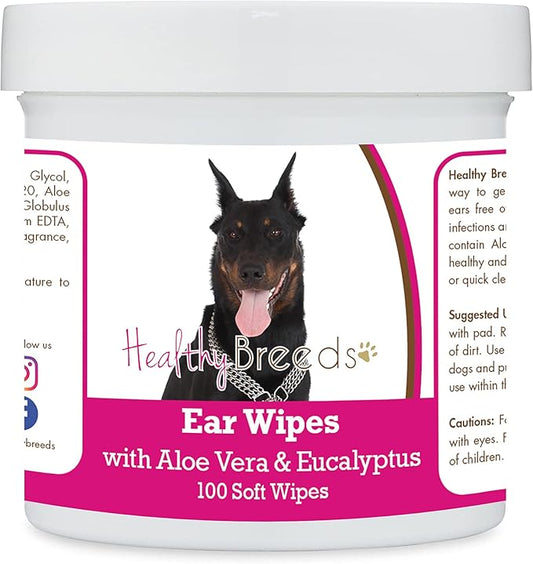 Healthy Breeds Beauceron Ear Cleaning Wipes with Aloe & Eucalyptus for Dogs 100 Count