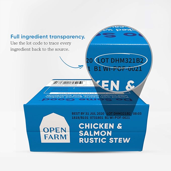 Open Farm Chicken & Salmon Rustic Stew Wet Dog Food, Grain-Free Meal or Food Topper with Responsibly Sourced Meat and Superfoods Without Artificial Ingredients, Pack of 12, 12.5 Oz Each