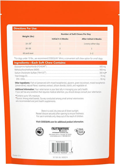 Cosequin Joint Health Supplement for Dogs - With Glucosamine, Chondroitin, MSM, and Omega-3's, 120 Soft Chews