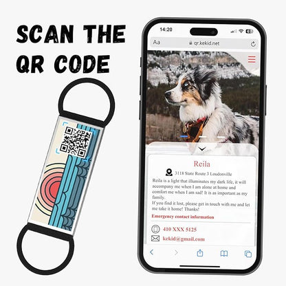 QR Code Dog Tag,Silent Dog Tags Personalized for Pets, Slide On Dog Tag,Custom Dog Name ID Tags Personalized Noiseless Dog and Cat Tags-Free Online&Scan QR Receive Instant Location Alert Email