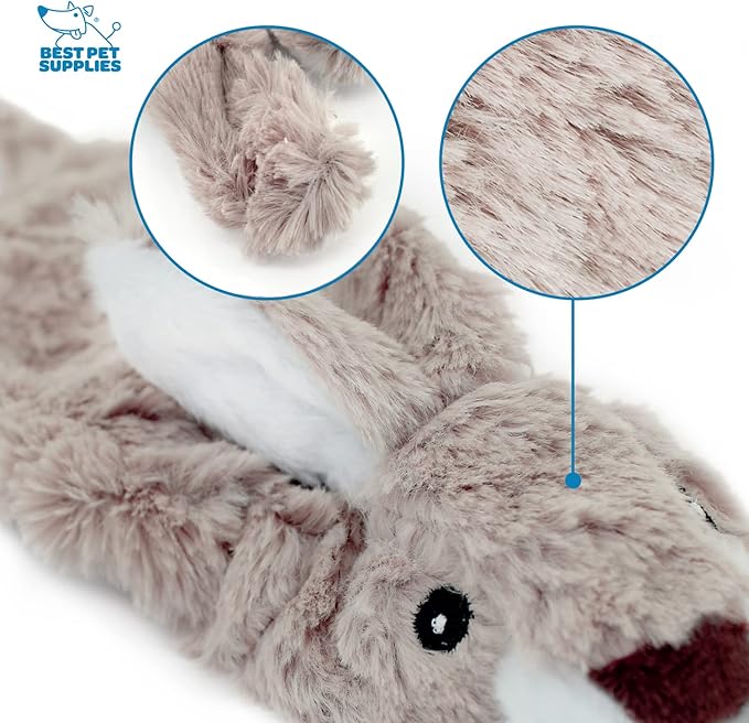Best Pet Supplies Stuffing Free Squeaky Dog Toys for Small Dogs, Medium Dogs, and Large Dogs, Durable, Best Dog Chew Toy for Teething Puppy, Indoor Play, Holds Plastic Bottle - Hare, Pig, Large