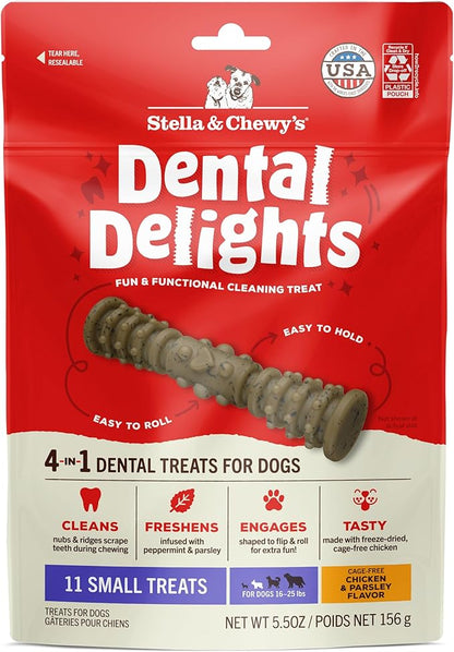 Stella & Chewy's Dental Delights with Freeze-Dried Chicken - Small Dental Treats for Dogs, 5.5 Ounce Bag