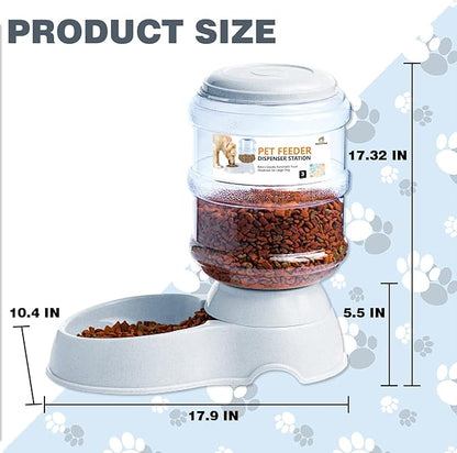 Automatic Dog Feeders, Dog Feeder Dispenser for Large Dogs, Basic Gravity Automatic Dog Cat Feeder, Dry Food Storage Container Bowl 12 Pound Capacity, Travel Supply Feeder for Large Dog