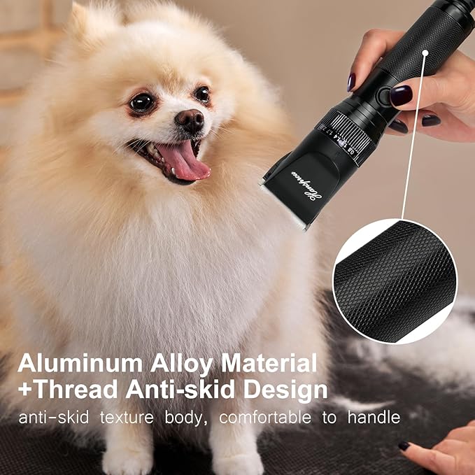 Dog Grooming Clippers, Professional 12V Dog Clippers for Thick Coats Corded Pet Trimmer Dog Hair Clippers with Guard Combs Brush for Dogs Cats
