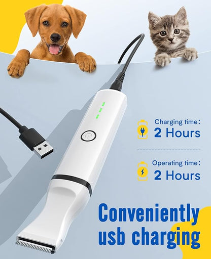 oneisall Dog Paw Trimmer,Corldless Paw Trimmer for Dogs with Double Blades,Quiet 2 Speed Small Dog Grooming Clippers for Paws, Eyes, Ears, Face, Rump (White)