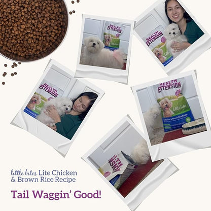 Health Extension Little bites Weight Control Dry Dog Food, Grain-free, Natural Food for Overweight Adult Dogs with added Vitamins & Mineral, Include Lite Chicken & Brown Rice Recipe (15 lbs)