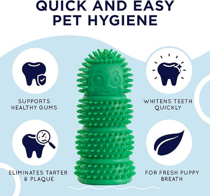 Dog Finger Toothbrush - Promotes Healthy Teeth and Gums - 360 Bristles for Dog and Puppy Teeth - Bite Resistant, One Size Fits Most - BPA Free Dog Teeth Cleaning - Manufactured in USA