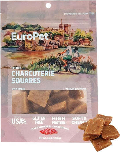 French Charcuterie Squares - Premium, Healthy Dog Treats | Real, High Protein - Gluten Free | European Inspired, Soft & Chewy | Made in The USA |