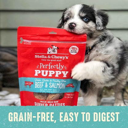 Stella & Chewy's Freeze Dried Raw Dinner Patties – Crafted for Puppies – Grain Free, Protein Rich Perfectly Puppy Beef & Salmon Recipe – 14 oz Bag
