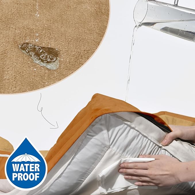 Waterproof Dog Bed, XXL Dog Bed Orthopedic Foam, Waterproof Dog Sofa Bed with Washable Removable Cover & Non-Slip Bottom(XX-large,Caramel)
