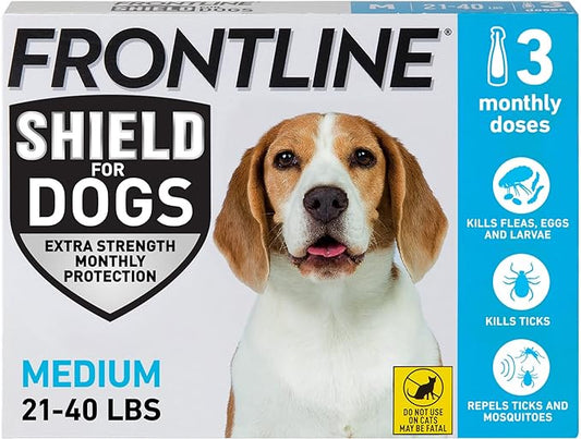 FRONTLINE Shield Flea & Tick Treatment for Medium Dogs 21-40 lbs., Count of 3