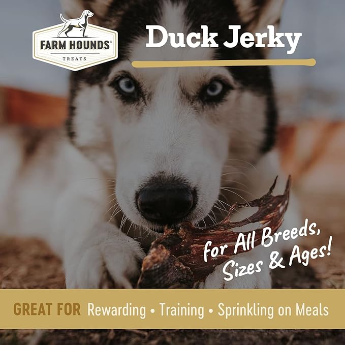 Farm Hounds Premium Duck Jerky for Dogs, 100% Made from Humanely-Raised Ducks, Dog Jerky Treats, Healthy Delicious Dog Trainer Dehydrated Duck Jerky Tenders, Made in USA, 2-Pack