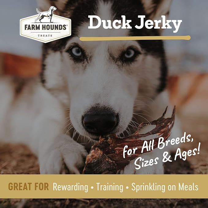 Farm Hounds Duck Jerky Dog Treats, Premium, Natural & Healthy Jerky Treats for Small, Medium & Large Dogs, Made in USA, Duck Treat, 3.5oz
