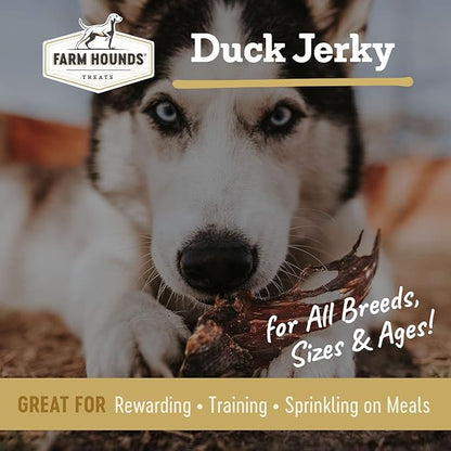 Farm Hounds Duck Jerky Dog Treats, Premium, Natural & Healthy Jerky Treats for Small, Medium & Large Dogs, Made in USA, Duck Treat, 3.5oz